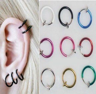 Excited Promotion Buy 3 Get 2 Free 1pc Clip on Fake Hoop Boby Nose Lip Ear Piercing Ring Stud Earring: Everything Else