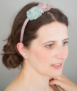 double silk rose hairband by kate davison   milliner