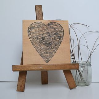 customised heart shaped map print by northern logic
