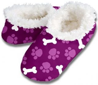 snoozies! Dog Paw And Bones Print Sherpa Footcoverings (X Large): Shoes