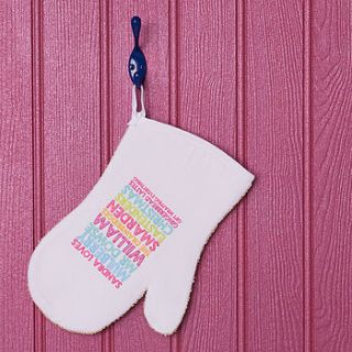 personalised oven glove by pickle pie gifts