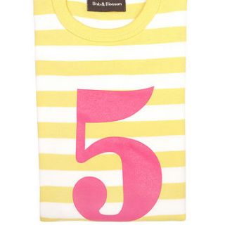 age/number kids t shirt yellow & white by bob & blossom ltd