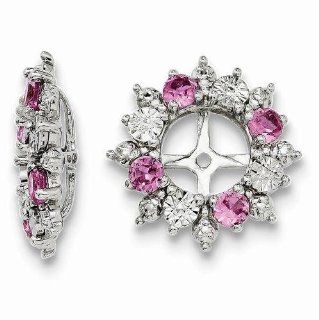 Sterling Silver Created Pink Sapphire Earring Jackets QJ120OCT: Jewelry