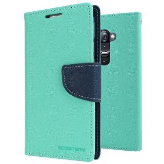 [Mint/Navy] Mercury Goospery LG G2 Case [Fancy Diary] Premium Leather Wallet Case w/ Card Slots [Except Verizon]   Ultra Slim Fit PU Wallet Case   AT&T, Sprint, T Mobile, International, and Unlocked   LG Optimus G2 D802 2013 Model: Cell Phones & Ac