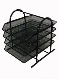 Buddy Products Mesh 4 Tier Letter Tray, 13.8 x 11.8 x 12.3 Inches, Black (ZD018 4) : Office Desk Trays : Office Products