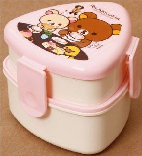 white pink Rilakkuma bear Bento Box Lunch Box chocolate  