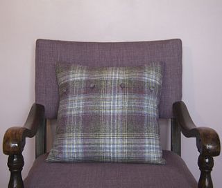 square tartan handmade cushion by weft bespoke design