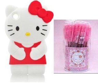 Ship from USA Hello Kitty 3D Ipod Touch 4 Red Soft Silicone Cover Case for itouch 4 4th Generation + Free 1 piece of hello kitty ball pen : MP3 Players & Accessories