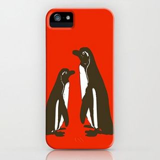 mother and baby penguins on iphone case by indira albert