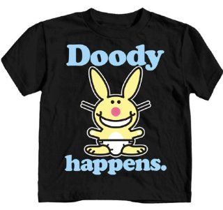 Happy Bunny "Doody Happens" Toddler T Shirt Black (5 Toddler)  Novelty T Shirts  Baby
