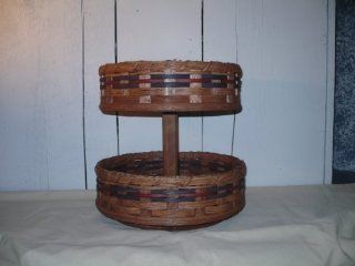 Amish Country Collectible Double Tier Lazy Susan Basket. Measures 11" X 3" on the Bottom and 10" X 3" on the Top. ( 11" Tall Including Ball Bearing Base) Extraordinary and Invaluable for Cake Decorating. Put All Your Cake Decoratin