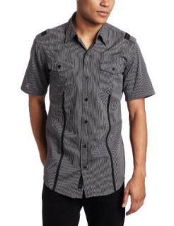 Burnside Men's Piston Textured Short Sleeve Woven Shirt, Black, Medium at  Mens Clothing store