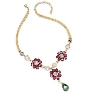 c.A.K.e. by Ali Khan Necklace, 18" Gold Tone Mauve Flower Y Necklace: Ali Khan: Jewelry