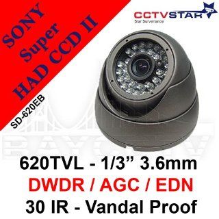 CCTVSTAR SD 620EB WHITE 1/3 SONY SUPER HAD CCD II 3.6MM FIXED LENS TRU 620TVL TRU WDR /SUPER IR 30 WIDE ANGLE LEDS 3 AXIS DAY/NIGHT VANDAL  PROOF DOME CAMERA : Camera & Photo