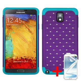 SAMSUNG GALAXY NOTE 3 PURPLE TEAL DIAMOND BLING HYBRID COVER HARD GEL CASE + FREE SCREEN PROTECTOR from [ACCESSORY ARENA]: Cell Phones & Accessories