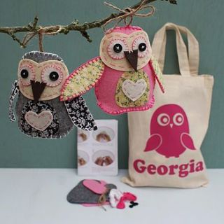 personalised owl decorations craft kit by sparks living