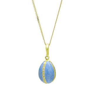 turquoise ribbon enamel egg pendant by argent of london