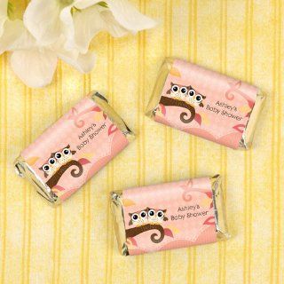 Owl Girl   Look Whooo's Having A Baby   20 Mini Candy Bar Wrapper Sticker Labels   Personalized Baby Shower Favors: Toys & Games