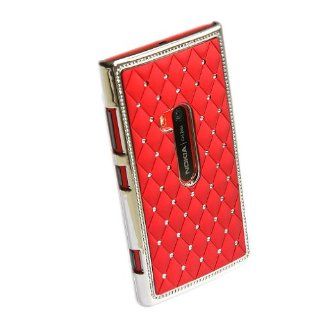 ivencase Rhinestone Bling Chrome Plated Case Cover for Nokia Lumia 920 Red + One phone sticker + One "ivencase" Anti dust Plug Stopper: Cell Phones & Accessories