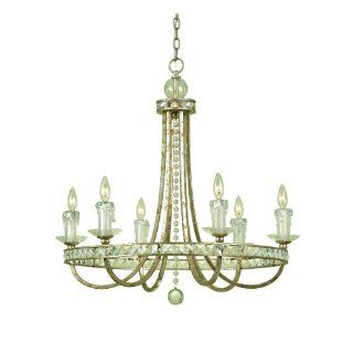 Candice Olson Aristocrat 6 x 60 Watt Light Chandelier, Soft Gold with Crystal Prisms and Faux Glass Candle Drips: Home Improvement