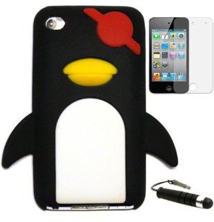BUKIT CELL Apple iPod Touch 4th Generation CUTE PIRATE PENGUIN Silicone Case (Black) + FREE Screen Protector + Free WirelessGeeks247 Metallic Detachable Touch Screen STYLUS PEN with Anti Dust Plug: Everything Else