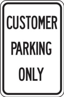 Accuform Signs FRP243RA Engineer Grade Reflective Aluminum Designated Parking Sign, Legend "CUSTOMER PARKING ONLY", 12" Width x 18" Length x 0.080" Thickness, Black on White