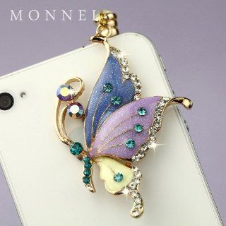 ip242 Cute Purple Butterfly Anti Dust Plug Cover Charm for iPhone 3.5mm Cell Phone Cell Phones & Accessories