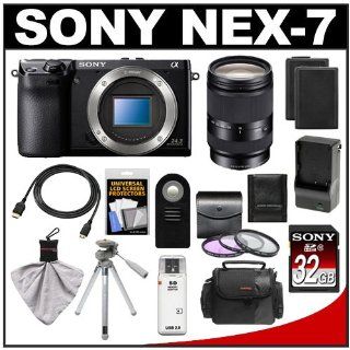 Sony Alpha NEX 7 Digital Camera Body (Black) with 18 200mm LE Lens + 32GB Card + 2 Batteries & Charger + Case + 3 Filters + Tripod + Accessory Kit  Compact System Camera Bundles  Camera & Photo