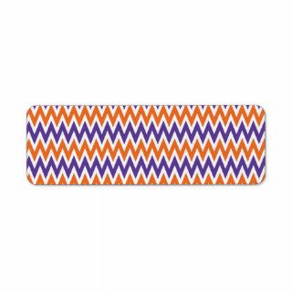 Bold Purple and Orange Chevron Zigzag Pattern Custom Return Address Labels