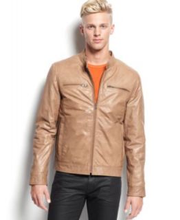 Calvin Klein Faux Leather Moto Jacket   Coats & Jackets   Men