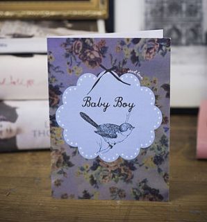 'baby boy' greetings card by black lace and roses by pearl lowe