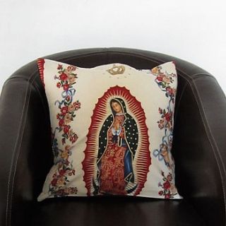 our lady of guadelupe cushion cover by twentysevenpalms