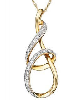 Diamond Necklace, 14k Gold Diamond Ribbon Pendant (1/10 ct. t.w.)   Necklaces   Jewelry & Watches