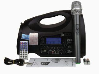Hisonic HS227 Rechargeable Portable PA System with Built in Lithium Battery, 100 channel UHF Wireless Microphone, MP3 Player with Voice Recorder, FM Radio, 65 Watts, Color Black, Remote Control Included: Musical Instruments