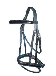KSI Comfort Leather Patent Bridle & Reins. Available in Pony, Cob & Full Horse Size. Black & Brown Leather. Sports & Outdoors