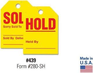 Fluorescent Yellow Mirror Hang Tags SOLD HOLD (50/Pack) : Key Tags And Chains : Office Products