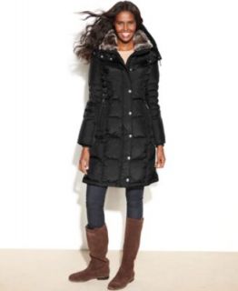 Kenneth Cole Reaction Hooded Faux Fur Trim Quilted Puffer Coat   Coats   Women