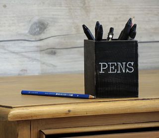 black wooden pen pot by alphabet interiors