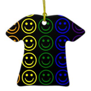 Add Text & Images Gifts: Rainbow Smiley Faces Ornaments