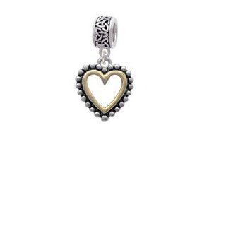 Two Tone Open Heart with Beaded Border Silver Celtic Knot Charm Dangle Bead: Delight & Co.: Jewelry