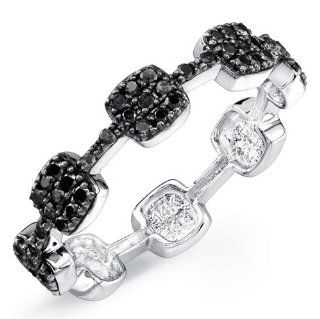 Victoria Kay 14k White Gold 3/8cttw Black Diamond Square Design Women's Ring, Size 6.5: Jewelry