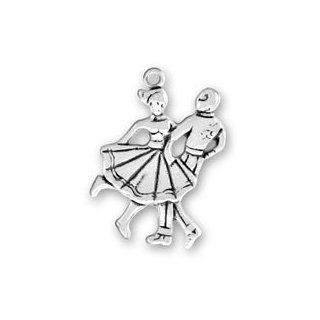 Sterling Silver Square Dancing Or 50's Sock Hop Couple Dancing Charm: Jewelry
