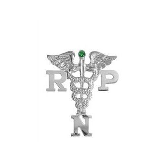 NursingPin   Registered Practical Nurse RPN Graduation Nursing Pin with Emerald in Silver: Jewelry
