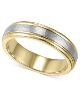 Mens 10k Gold and 10k White Gold Ring, Two Tone Wedding Band (6mm)   Rings   Jewelry & Watches