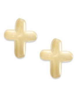 Childrens 14k Gold Earrings, Cubic Zirconia Cross   Earrings   Jewelry & Watches