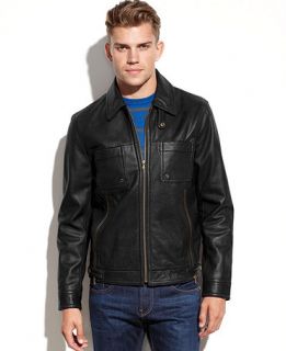 Kenneth Cole Reaction Coat, Washed Leather Jacket   Coats & Jackets   Men