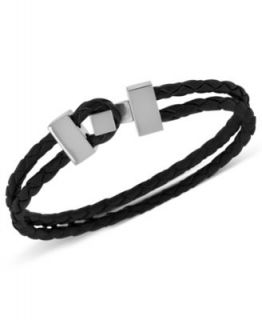 Mens Stainless Steel Bracelet, Thin 2 Strand Brown Leather Wrap Bracelet   Bracelets   Jewelry & Watches