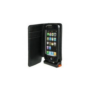 Leather Solar Charger Battery Case for iPhones, iPods   BLACK, OPENS TO THE SIDE: Electronics