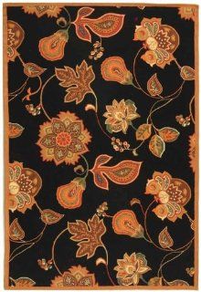 Safavieh Chelsea Collection HK209C Hand Hooked Black and Orange Wool Area Rug, 5 Feet 3 Inch by 8 Feet 3 Inch  