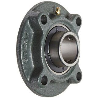 NTN UCFC208D1 Light Duty Piloted Flange Bearing, 4 Bolts, Setscrew Lock, Regreasable, Contact and Flinger Seals, Cast Iron, 400mm Bore, 4 23/32" Bolt Hole Spacing Width, 5 23/32" Height, 4002lbf Static Load Capacity, 6542lbf Dynamic Load Capacity